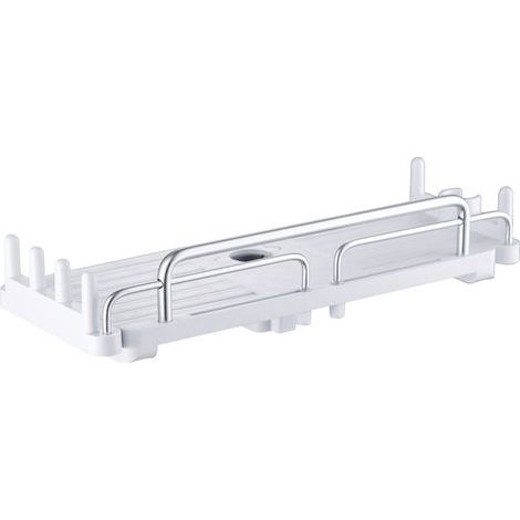 Teleskop-Duschablage 32-48 cm, Wandmontage ohne Bohren, für 18-25 mm Duschstange (weiß) (1/5)