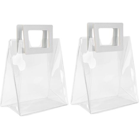 Lot de 2 sacs cadeaux transparents à fond rigide, parfaits pour emballer des cadeaux d'anniversaire ou de Noël (taille S) (1/5)