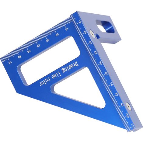 Règle d'angle 45 90° précise efficace en alliage aluminium bleue avec règle ligne clé hex vis pour menuiserie (1/5)