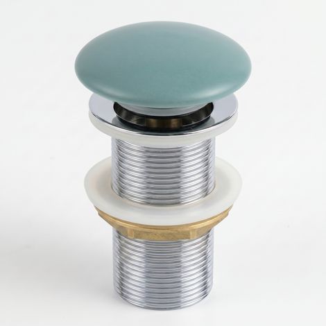 Bonde de lavabo/vasque pop-up vert d'eau mat raccord standad G1 1/4" en laiton chromé collection salle de bain LITO (1/5)