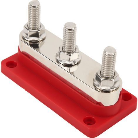 12–48 V 600 A Stromverteilerblock mit 3 Bolzen, M10-Batterieanschlussblock, Sammelschiene für Pkw, Lkw, Wohnmobile, Boote und Industrieanlagen, Rot (1/5)
