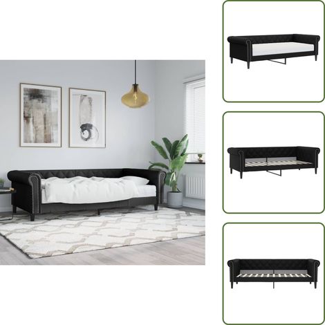 Canapé jour - vidaXL Lit de jour avec matelas noir 90x200 cm similicuir - Matelas mousse