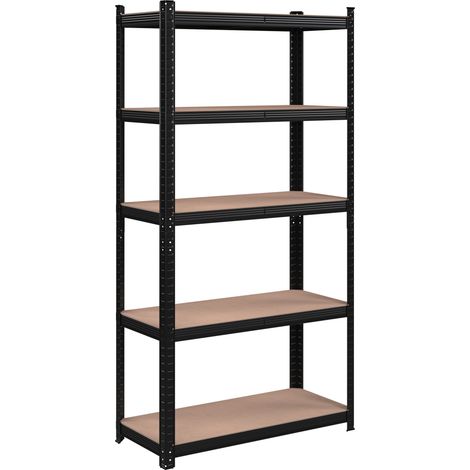 Songmics – Rayonnage étagère 5 niveaux 40 x 90 x 180 cm – Charge 875 kg – Acier traité – Design industriel noir