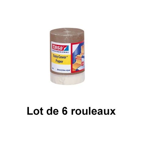 Papier de masquage avec ruban adhésif premium, 180 mm x 25 m - tesa® 4364 - Lot de 6 rouleaux