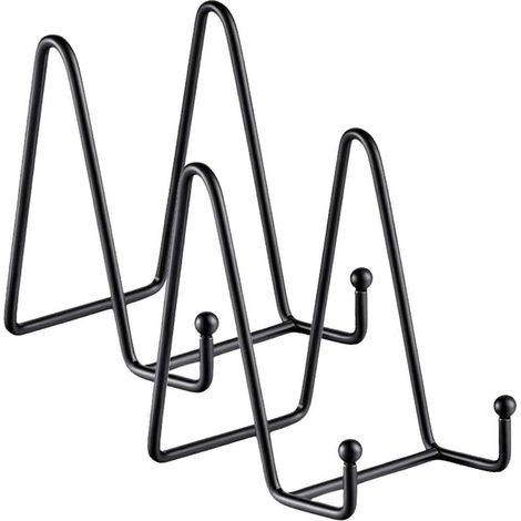 Set aus 2 schwarzen Eisen-Aufstellern, 15 cm, Staffelei, Metall-Fotorahmen für Fotos, Bücher, Bilder und Illustrationen (Eisen)