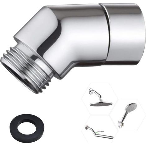 Adaptateur de pommeau de douche orientable à 135° en laiton chromé, raccord fileté 1/2″ pour flexible de douche (1/5)