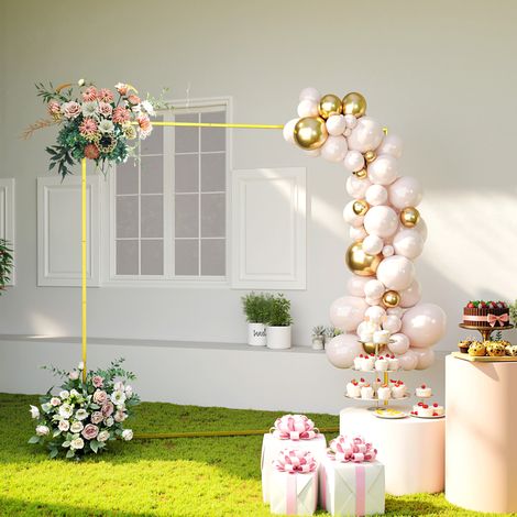 Arche de Jardin pour Roses en Métal Arche de Mariage Résistant aux Intempéries pour Décoration Patio 200x40x200 cm Doré (1/5)