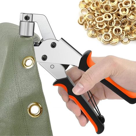 Pince à Oeillets pour Bâches, lot de 300 Oeillets (Ø 10 mm), Pince à oeillet Portable pour Tissus, Bâche, Cuir (1/5)