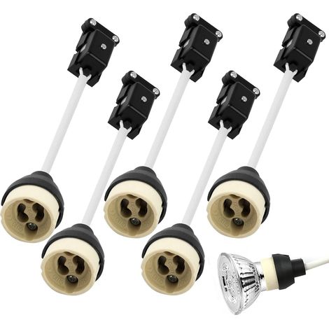 Lot De 5 Douilles Gu10 En Céramique, Connecteur 250V 2A Résistantes Aux Hautes Températures, Pour Ampoules Halogènes Et Led, Tube Isolé Blanc (1/5)