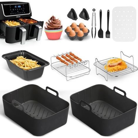 Accessoires pour friteuse à air chaud, 13 pièces - Accessoires pour friteuse à air chaud - Inserts en silicone pour Ninja AF400EU AF300EU - Accessoires pour friteuse à air chaud (1/5)