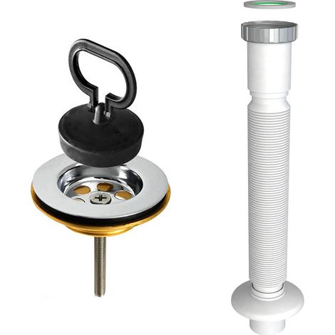 Kit di scarico per lavatoio in ceramica con sifone e piletta in ottone