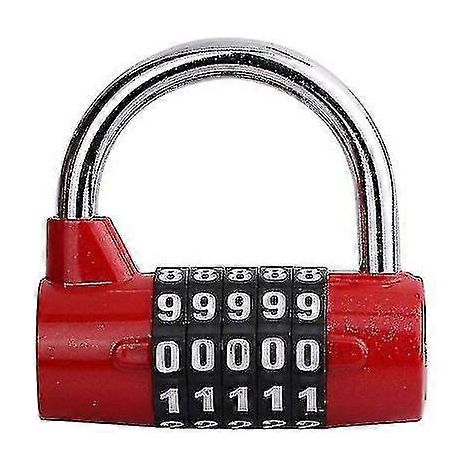 Cadenas à combinaison à 5 chiffres, adapté aux casiers de salle de sport et aux boîtes à outils (rouge) (1/5)