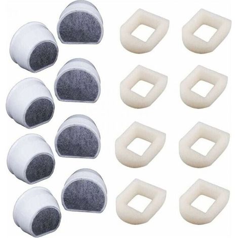 16pcs Foam Pre-Filters and Carbon Filter Compatible with PetSafe Drinkwell INOX 360 Avalon Pagoda Seascape and Sedona Fountains, MUMU Cat Dog Fountain Filter (1/4)
