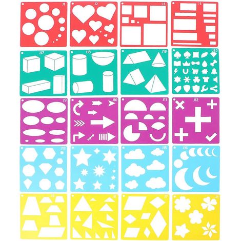 Pochoirs pour scrapbooking enfantin, pochoirs pour peinture murale, pochoirs de peinture à faire soi-même, pochoirs de formes, modèles de dessin, pochoirs pour peinture sur carrelage-15.2x15.2cm-Color