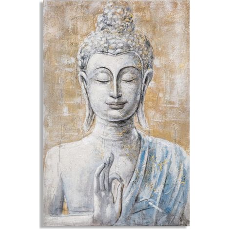 Dipinto su tela Buddha Light B, Buddha in preghiera con foglia d'oro (1/5)