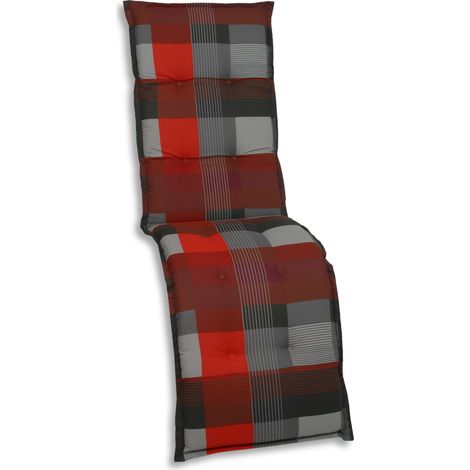 GO-DE Liegenauflage 170 x 50 x 8 cm rot kariert Auflage Polster Kissen Liege (1/2)
