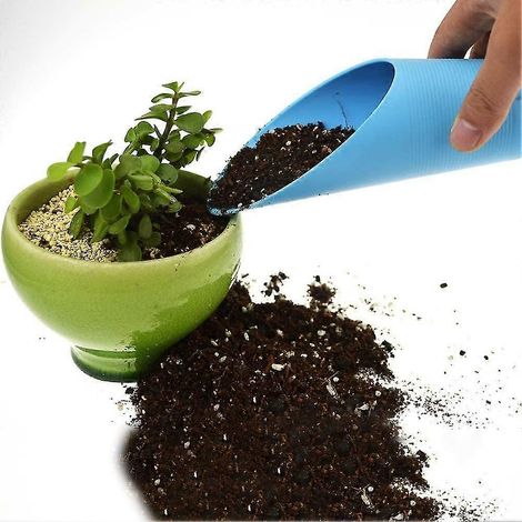 Lot de 2 pelles en plastique pour rempotage de plantes succulentes en pot, outils de jardin miniatures bleus (1/5)
