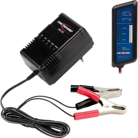 Chargeur automatique - ANSMANN - ALCS 2-24A - 2V à 24V - Pinces crocodile - Testeur de batterie