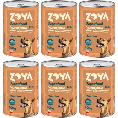 Alimento húmedo para perros ZOYA Lamb Superfood, 6 x 400 g (1/5)