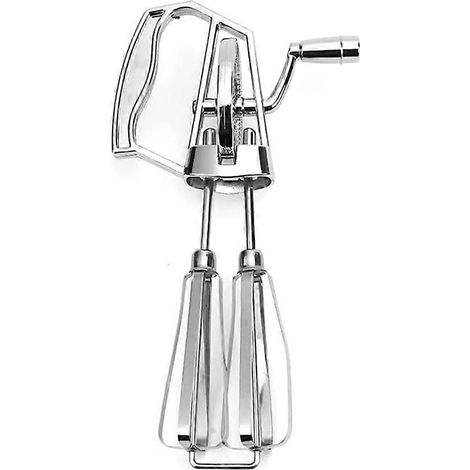 Handkurbel-Eierquirl – Edelstahl-Schneebesen, ergonomischer ABS-Griff, kompaktes Design für einfaches Mischen (Silber) (1/5)