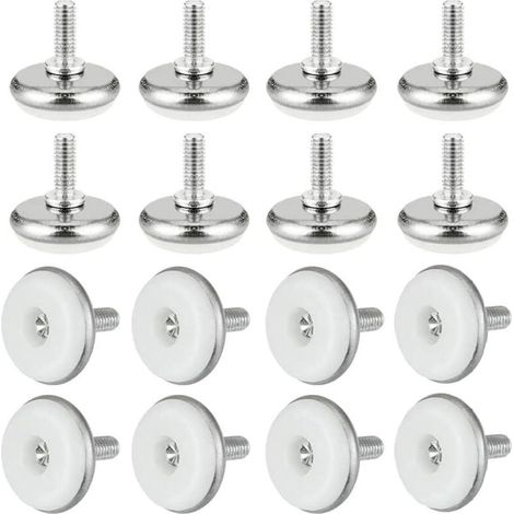 SABIR 30 piezas pie de gato ajustable pie de nivelación de plástico y metal con tuerca pies ajustables M6 15 30 mm tornillos de ajuste de muebles para muebles mesa escritorio armario silla, blanco (1/5)