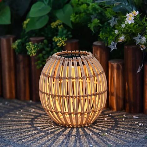 Lanterne solaire en rotin, étanche IP65, plafonnier suspendu pour éclairage de jardin et d'extérieur-AquaForge (1/5)