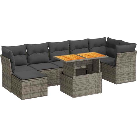 Maison Exclusive - Set de sofás de jardín y cojines 8 piezas ratá (1/5)