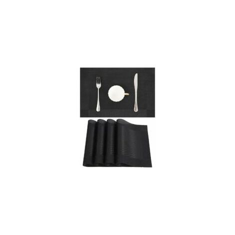 Lot de 10 Sets de Table tressé en PVC antidérapant Lavable pour Salle à Manger Set de Table Noir 45cm30cm.- Dessous de plat