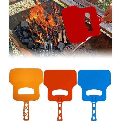 Souffleur Barbecue Manuel, Lot de 3 (Bleu Orange Rouge) – Attise-Feu Portable pour Allumage Rapide du Charbon et Maîtrise de la Flamme.