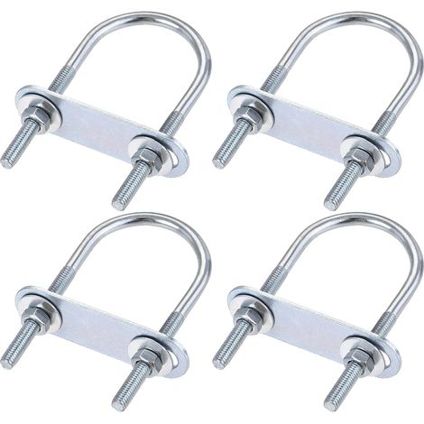 M6x40x90mm Rond U Boulon x 4 Ensembles Acier U Boulon pour Essieu et Remorque Feuille et Tube, [Argenté] (1/4)