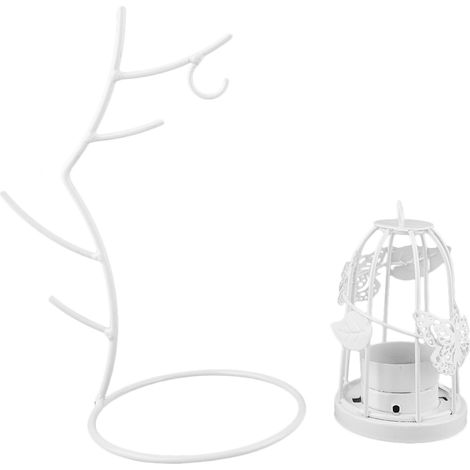 Bougeoir en fer forgé, porte-bougies chauffe-plat en forme de branche, décoration pour la maison et le jardin (blanc) (1/5)