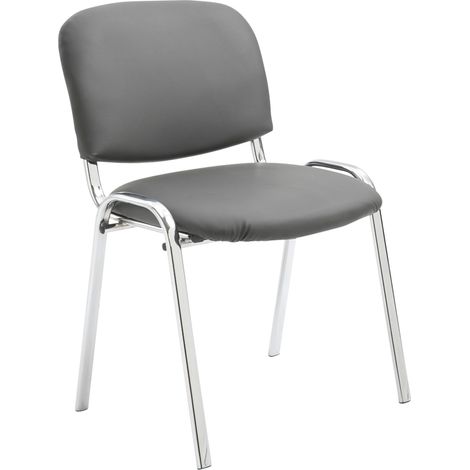 Silla de visita apilable para zona de espera PVC gris base de 4 patas de metal cromado 100008397