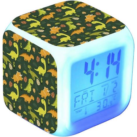 Réveil lumineux LED à couleurs changeantes, motif petit dinosaure champêtre, cadeau pour enfants - Style 1 (1/5)