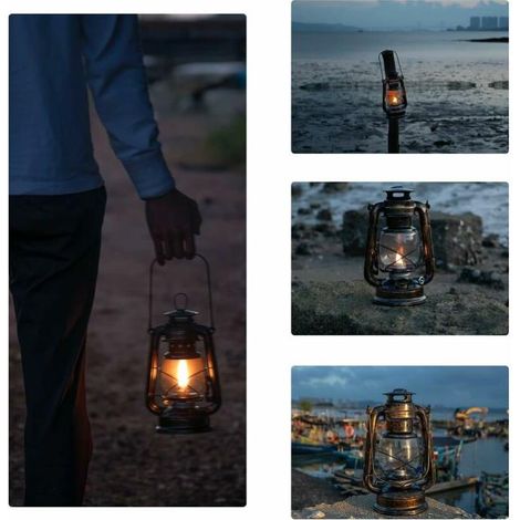 Lanterne tempête au kérosène 24 cm Lampe à kérosène nostalgique Lanterne à ampoule en verre Lanterne de jardin Lampe à kérosène Lampe à kérosène avec mèche réglable Lampe à huile Lanterne à huile (1/4)