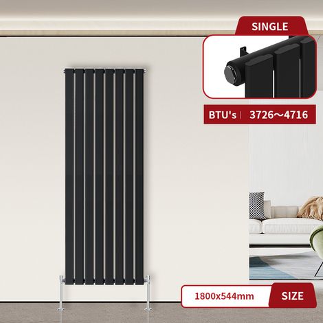 Flat Panel Radiator Black Vertical 1800 x 544mm Single Column (1/5)