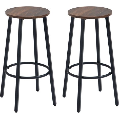 Barhocker, 2Er-Set Barstühle Mit Fußstütze, Tresenhocker Mit Stahlgestell, Tresenstuhl Im Industriedesign, Küchenstuhl, Rustikales Braun