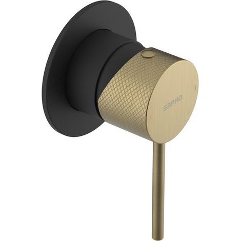 Sapho Ultrasan - Mitigeur de douche encastré, avec corps d’encastrement, noir mat/or mat UT041VBG