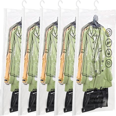 Sacs de Rangement sous Vide 5 Pièces, Housses de Rangement Sous Vide 135x70cm Sac Sous Vide Vetement Aspirateur pour Vêtements Costumes Manteaux Vestes (1/5)