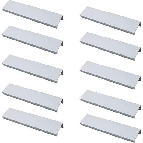 (Blanc)Lot de 10 Poignée Noir Poignée de Meuble Noir- Poignée Invisible Poignee de Meuble Cuisine Noir Poignée Meuble Noir Mat en Alliage d'Aluminium Entraxe 128mm (1/5)