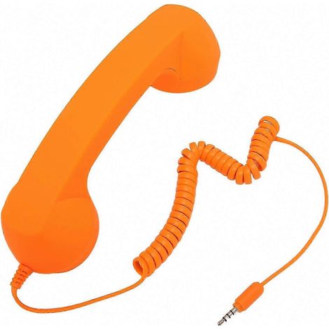 Combiné Téléphonique Rétro à Fil avec Prise 3,5 mm pour Smartphone et PC - Anti-Ondes, Orange (1/5)