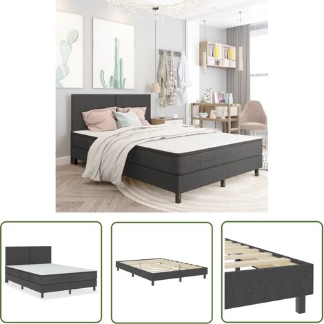 Sommier tapissier Montage Facile pour Cadre de lit - Gris foncé Tissu 160x200 cm Chic-552319 (1/5)