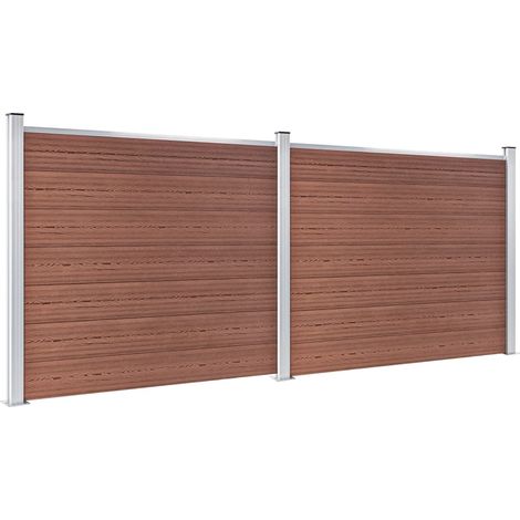 Clôture WPC/Ensemble de Panneau de Clôture,Barrière de jardin 353x146 cm Marron -63056 (1/5)
