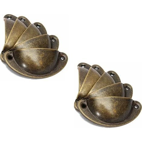 10 pièces poignée de coquille Vintage commode meubles de cuisine en fer courbé poignée de porte d'armoire Vintage 8.2 cm x 3.5 cm laiton Antique (1/4)