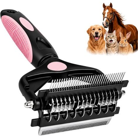 Set per la toelettatura degli animali domestici 3 in 1: pettine per il sottopelo, pettine districante e spazzola per la rimozione del pelo per gatti, cani e cavalli rimuove nodi e grovigli. (1/5)