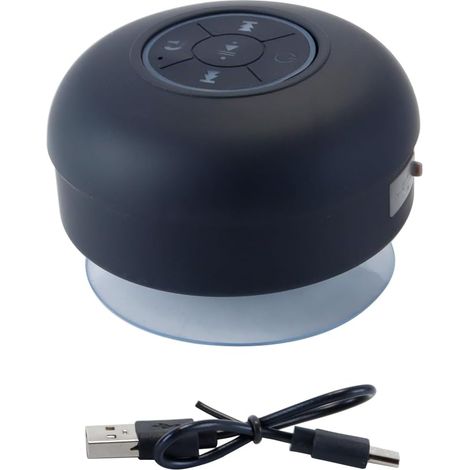 Enceinte de douche Bluetooth étanche IPX4, lumières clignotantes colorées, appels mains libres (noir) (1/5)