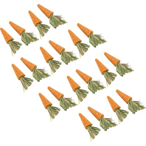 Lot de 20 jouets à mâcher en forme de carotte pour hamster, en fibres brutes décoratives, pour cochon d'Inde. (1/5)