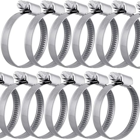 12 pièces colliers de serrage en acier inoxydable 32-50 mm largeur de bande 9 mm - qualité supérieure selon DIN 3017 (W4), fixation de tuyau (1/4)