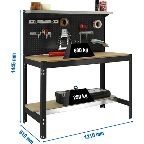 Simonrack Arbeitstisch aus anthrazitfarbenem Metall 1445x1210mm