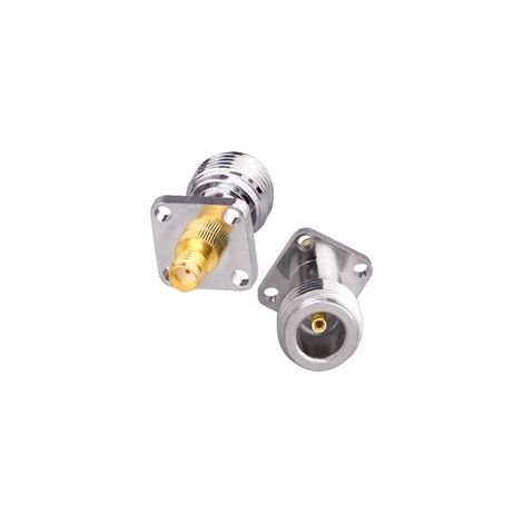 connecteurs N femelle vers SMA femelle, montage sur panneau, 4 trous, 17,5 mm, connecteur coaxial N vers SMA, type châssis pour antennes RF/radios WiFi, adaptateur coaxial RF, montage sur bride