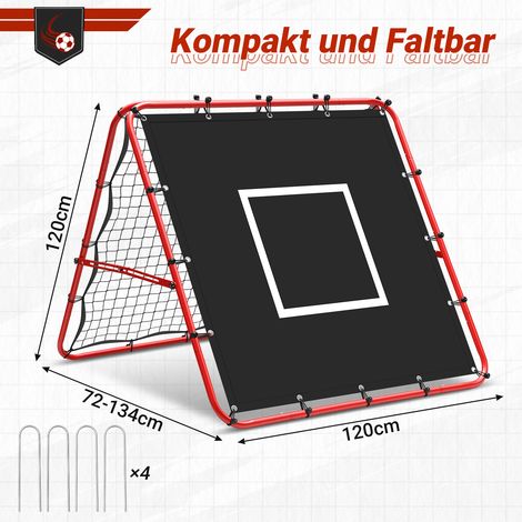 Randaco 2er Set doppelseitiges Fußball-Rückprallnetz 120 x 120 cm mit 420D-Zielplane, verstellbarer Winkel, klappbar, Trainingsnetz für Garten und Fußballtraining
